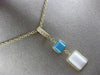 ESTATE .10CT DIAMOND TURQUOISE & WHITE QUARTZ 14KT YELLOW GOLD FLOATING PENDANT