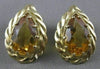 LARGE ANTIQUE PEAR CITRINE 14K YELLOW GOLD FILIGREE POST PUSHBACK EARRINGS 20X14