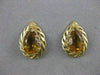 LARGE ANTIQUE PEAR CITRINE 14K YELLOW GOLD FILIGREE POST PUSHBACK EARRINGS 20X14