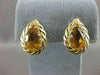 LARGE ANTIQUE PEAR CITRINE 14K YELLOW GOLD FILIGREE POST PUSHBACK EARRINGS 20X14