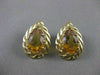 LARGE ANTIQUE PEAR CITRINE 14K YELLOW GOLD FILIGREE POST PUSHBACK EARRINGS 20X14
