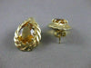LARGE ANTIQUE PEAR CITRINE 14K YELLOW GOLD FILIGREE POST PUSHBACK EARRINGS 20X14