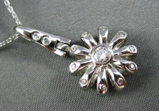 ANTIQUE LARGE .30CT DIAMOND 14K WHITE GOLD 3D SUN FLOWER ETOILE PENDANT #1885
