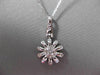 ANTIQUE LARGE .30CT DIAMOND 14K WHITE GOLD 3D SUN FLOWER ETOILE PENDANT #1885