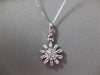 ANTIQUE LARGE .30CT DIAMOND 14K WHITE GOLD 3D SUN FLOWER ETOILE PENDANT #1885