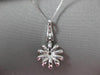 ANTIQUE LARGE .30CT DIAMOND 14K WHITE GOLD 3D SUN FLOWER ETOILE PENDANT #1885