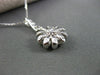 ANTIQUE LARGE .30CT DIAMOND 14K WHITE GOLD 3D SUN FLOWER ETOILE PENDANT #1885
