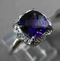 ANTIQUE 2.04CT DIAMOND & AAA AMETHYST 14KT WHITE GOLD EXTRA FACET FILIGREE RING