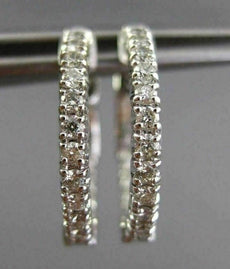 ESTATE .71CT DIAMOND 14KT WHITE GOLD CLASSIC DOUBLE SIDED FILIGREE HOOP EARRINGS