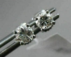 ESTATE .87CT ROUND DIAMOND 14K WHITE GOLD CLASSIC 4 PRONG SOLITARE STUD EARRINGS