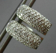 ESTATE .53CT DIAMOND 14KT WHITE GOLD 3D OVAL MULTI ROW HUGGIE HOOP EARRINGS 5mm