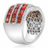 LARGE 5.23CT ROUND DIAMOND & AAA ORANGE SAPPHIRE 14K WHITE GOLD ANNIVERSARY RING
