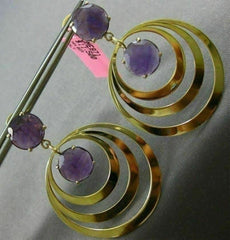 ESTATE LARGE 15CT AAA AMETHYST 14KT YELLOW GOLD MULTI CIRCULAR HANGING EARRINGS