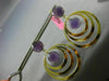 ESTATE LARGE 15CT AAA AMETHYST 14KT YELLOW GOLD MULTI CIRCULAR HANGING EARRINGS