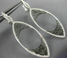 ESTATE LARGE .57CT DIAMOND 14K WHITE GOLD SPIDER WEB LEVER BACK HANGING EARRINGS