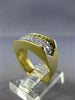 ESTATE WIDE .93CT DIAMOND 18K WHITE & YELLOW GOLD THREE ROW RECTANGULAR RING 138