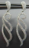 ESTATE LARGE 1.19CT ROUND DIAMOND 18KT WHITE GOLD 3D WAVE LEAF HANGING EARRINGS