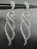 ESTATE LARGE 1.19CT ROUND DIAMOND 18KT WHITE GOLD 3D WAVE LEAF HANGING EARRINGS