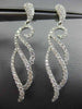 ESTATE LARGE 1.19CT ROUND DIAMOND 18KT WHITE GOLD 3D WAVE LEAF HANGING EARRINGS