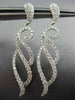 ESTATE LARGE 1.19CT ROUND DIAMOND 18KT WHITE GOLD 3D WAVE LEAF HANGING EARRINGS