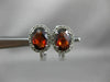 ESTATE 2.11CT DIAMOND & GARNET 14KT WHITE GOLD OVAL HALO FILIGREE HEART EARRINGS