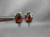 ESTATE 2.11CT DIAMOND & GARNET 14KT WHITE GOLD OVAL HALO FILIGREE HEART EARRINGS