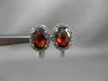ESTATE 2.11CT DIAMOND & GARNET 14KT WHITE GOLD OVAL HALO FILIGREE HEART EARRINGS