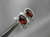 ESTATE 2.11CT DIAMOND & GARNET 14KT WHITE GOLD OVAL HALO FILIGREE HEART EARRINGS