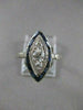 ANTIQUE .75CT OLD MINE DIAMOND SAPPHIRE 18K W GOLD FILIGREE COCKTAIL RING #20411