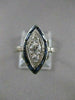 ANTIQUE .75CT OLD MINE DIAMOND SAPPHIRE 18K W GOLD FILIGREE COCKTAIL RING #20411