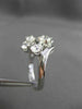 ANTIQUE LARGE 1.26CT OLD MINE ROUND DIAMOND 14KT WHITE GOLD FLOWER RING #21971