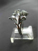 ANTIQUE LARGE 1.26CT OLD MINE ROUND DIAMOND 14KT WHITE GOLD FLOWER RING #21971