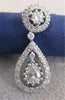 ANTIQUE 1.12CT DIAMOND PEAR 14K WHITE GOLD HANGING HALO DROP PENDANT CHAIN #1067