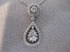 ANTIQUE 1.12CT DIAMOND PEAR 14K WHITE GOLD HANGING HALO DROP PENDANT CHAIN #1067