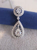 ANTIQUE 1.12CT DIAMOND PEAR 14K WHITE GOLD HANGING HALO DROP PENDANT CHAIN #1067