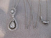 ANTIQUE 1.12CT DIAMOND PEAR 14K WHITE GOLD HANGING HALO DROP PENDANT CHAIN #1067