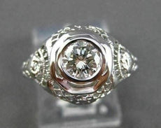 ANTIQUE LARGE .52CT ROUND DIAMOND 18K WHITE GOLD FILIGREE ENGAGEMENT RING #23334