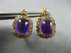 ANTIQUE LARGE 12.20CT DIAMOND & AAA AMETHYST 14K YELLOW GOLD 3D HANGING EARRINGS