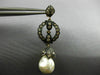 ANTIQUE .76CT DIAMOND & SOUTH SEA PEARL 14K YELLOW & BLACK GOLD HANGING EARRINGS