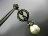 ANTIQUE .76CT DIAMOND & SOUTH SEA PEARL 14K YELLOW & BLACK GOLD HANGING EARRINGS