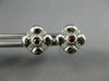ESTATE .19CT DIAMOND & AAA RUBY 14KT WHITE GOLD 3D FLOWER SQUARE STUD EARRINGS