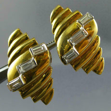 ANTIQUE LARGE 4.78CT DIAMOND & AAA YELLOW TOPAZ 14KT GOLD HANGING DROP EARRINGS