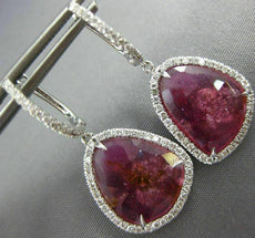 7.46CT DIAMOND & AAA TOURMALINE 14KT WHITE GOLD TEAR DROP HALO HANGING EARRINGS