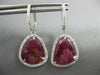 7.46CT DIAMOND & AAA TOURMALINE 14KT WHITE GOLD TEAR DROP HALO HANGING EARRINGS