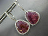 7.46CT DIAMOND & AAA TOURMALINE 14KT WHITE GOLD TEAR DROP HALO HANGING EARRINGS