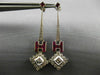 ANTIQUE 1.64CT DIAMOND & AAA RUBY 14KT WHITE GOLD 3D SQUARE HANGING EARRINGS