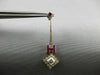 ANTIQUE 1.64CT DIAMOND & AAA RUBY 14KT WHITE GOLD 3D SQUARE HANGING EARRINGS