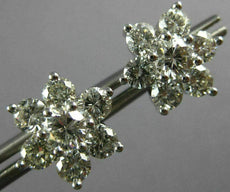 ESTATE LARGE 2.50CT DIAMOND 14KT WHITE GOLD FLOWER STAR SCREW BACK STUD EARRINGS