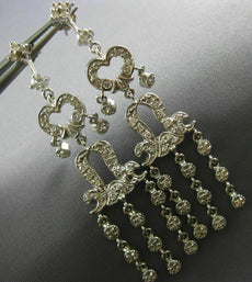 ESTATE EXTRA LARGE 2.40CT DIAMOND 14KT WHITE GOLD HEART LOVE CHANDELIER EARRINGS