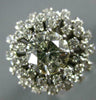 ANTIQUE LARGE 2.35CT DIAMOND 18K WHITE GOLD 3D FLOWER SOLITAIRE ENGAGEMENT RING